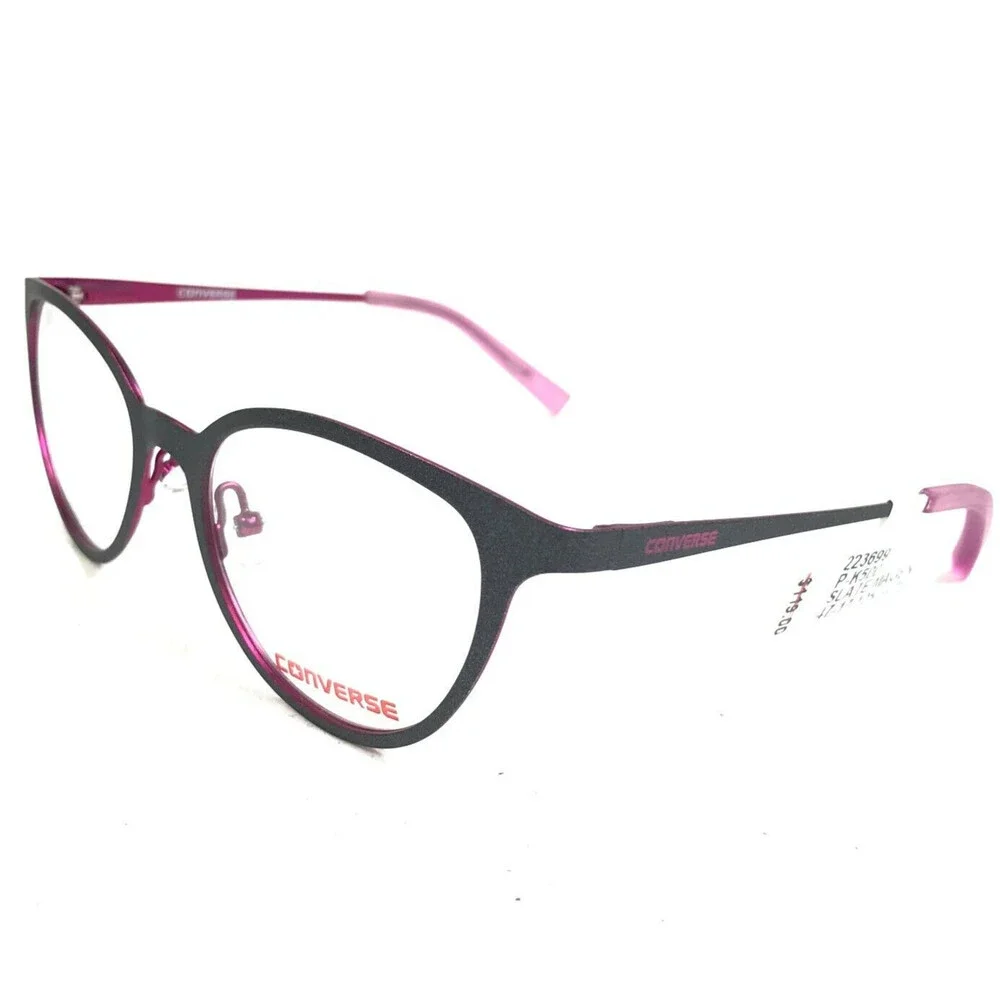 Converse Kids Eyeglasses Frames K500 SLATE/MAGENTA Grey Pink Round 47-17-125